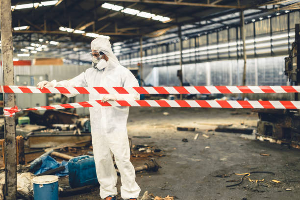 Professional Biohazard technician working in Oark, AR